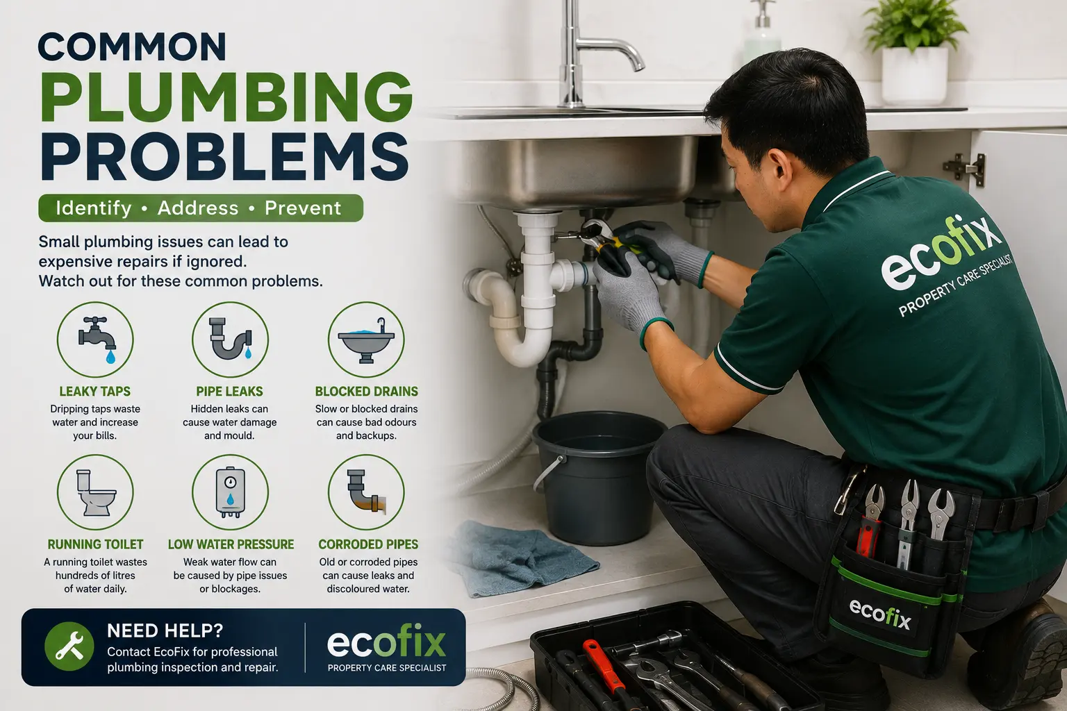 Plumbing inspection under a residential sink