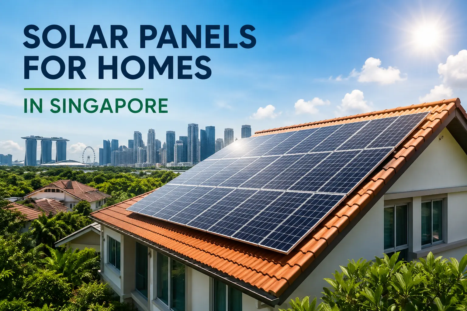 Solar panels installed on a residential property in Singapore