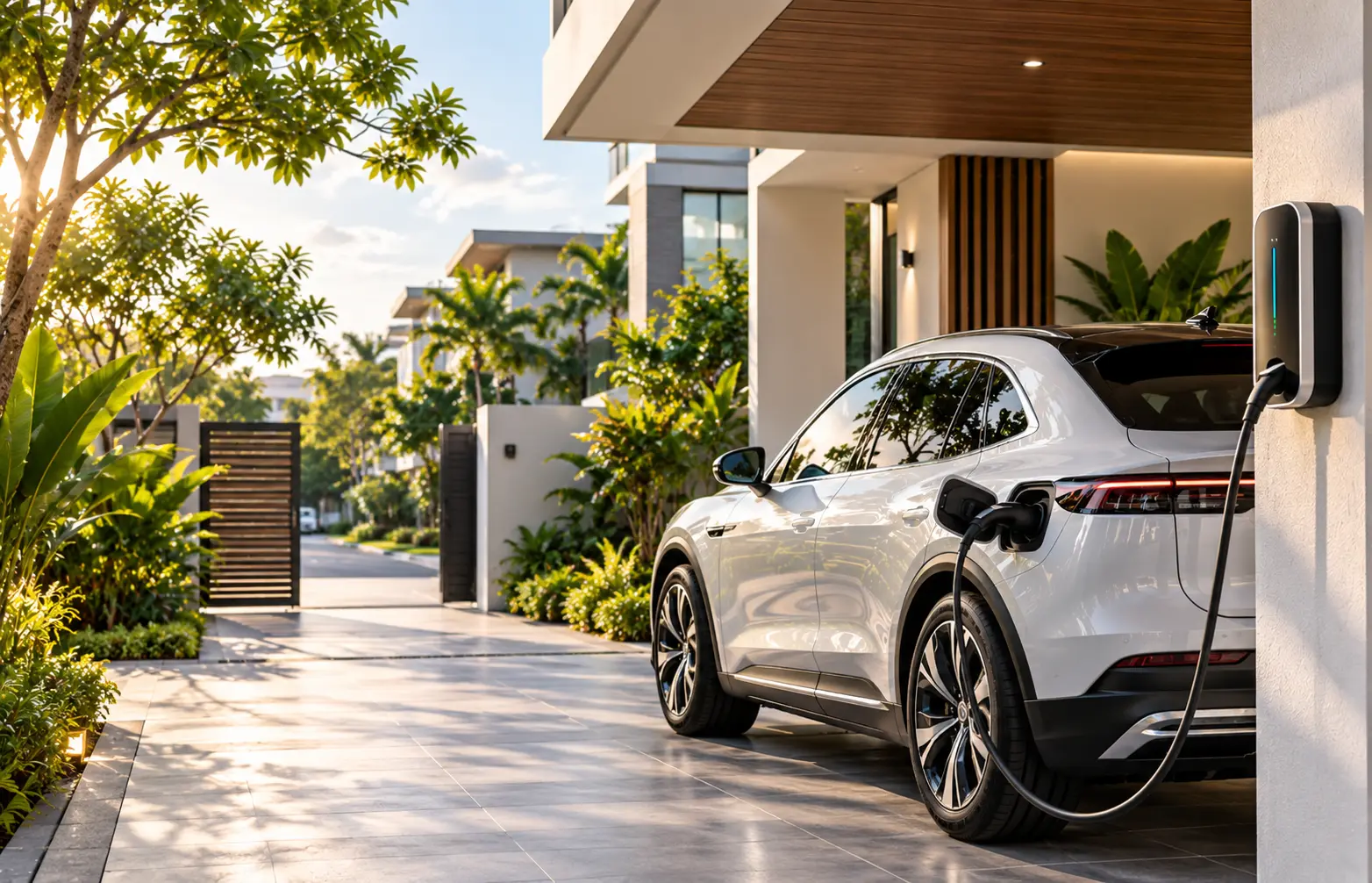 Home EV charger installation at a landed residential property in Singapore