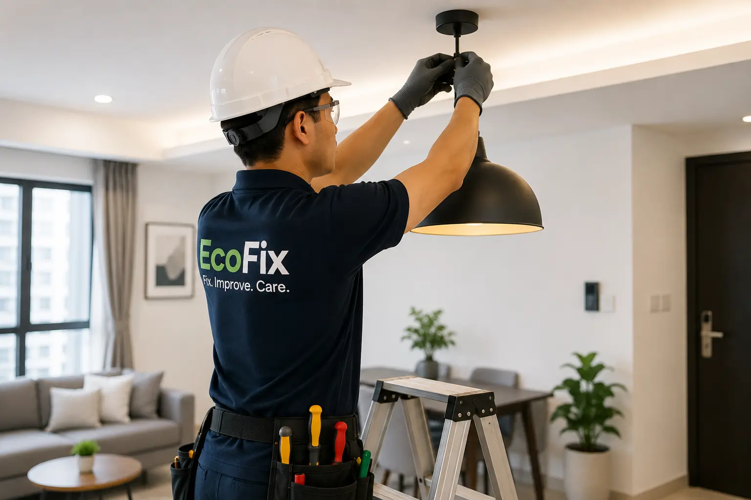 Residential lighting installation project by EcoFix in Singapore