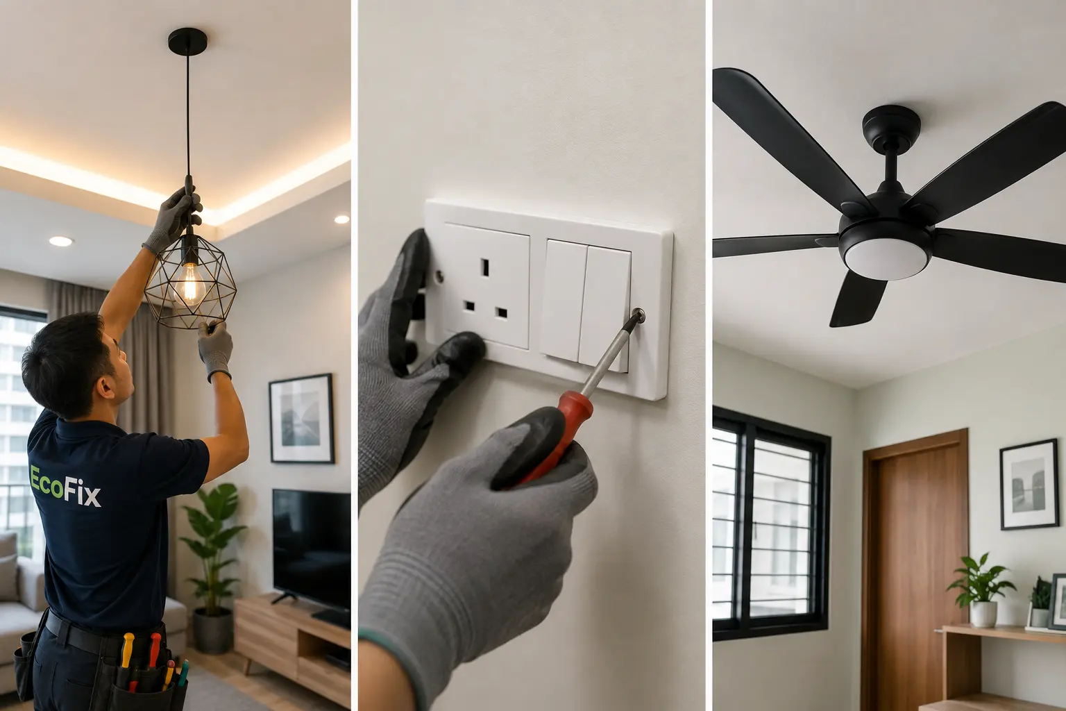 Electrical switch and power socket replacement project in Singapore