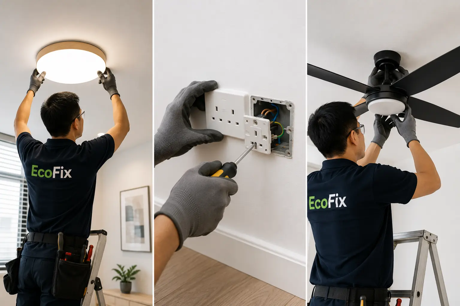 Ceiling fan installation project by EcoFix in Singapore