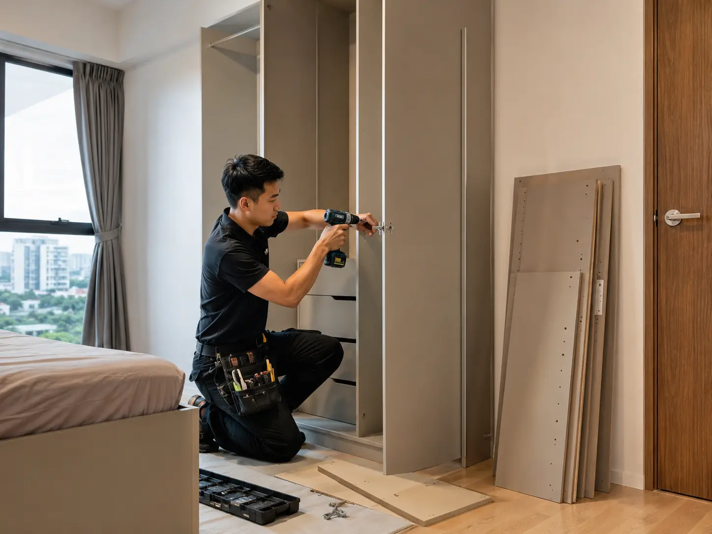Bedroom wardrobe furniture assembly project by EcoFix Singapore
