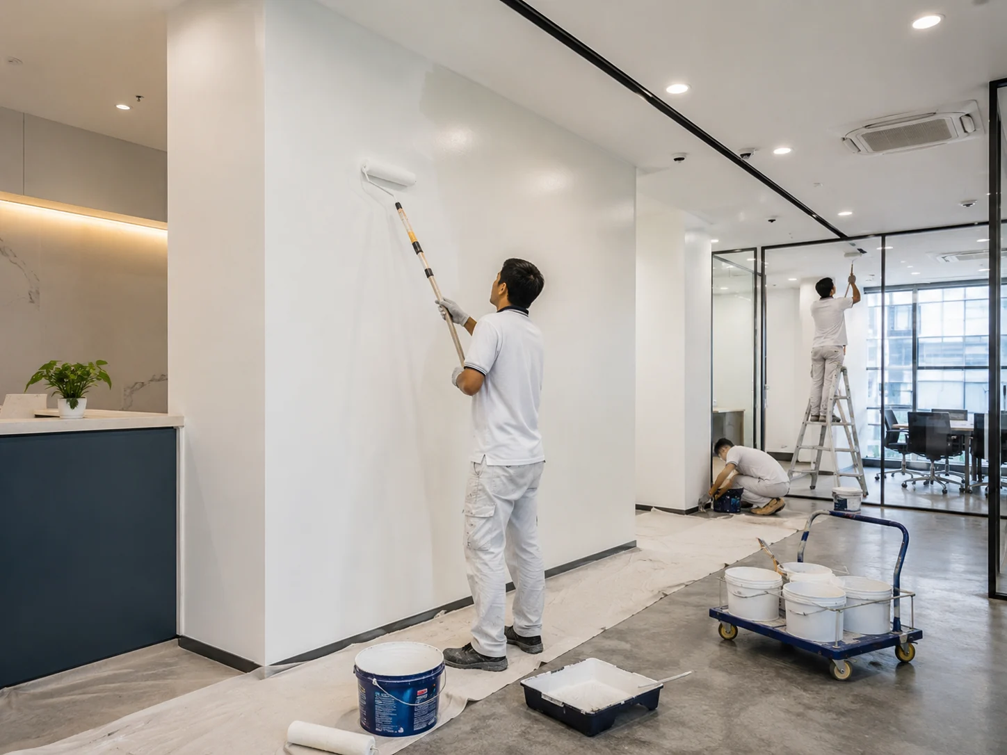Office and commercial painting project by EcoFix Singapore