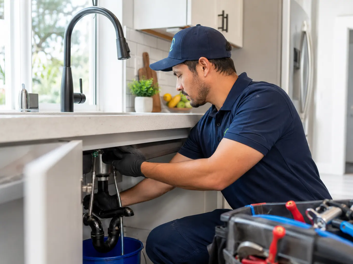 Kitchen tap replacement plumbing project by EcoFix in Singapore